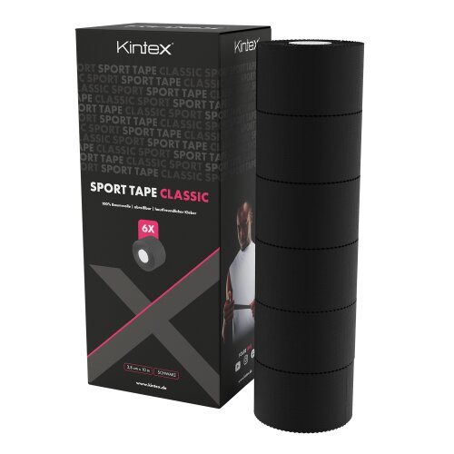 6er Box Sport Tape 3,8cm x 10m schwarz