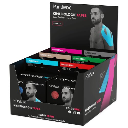 6 Rollen Kinesiologie Tape Classic 5cm x 5m mit Aufsteller